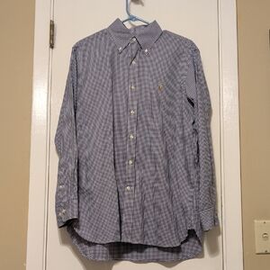 Ralph Lauren Navy and White Checkered Button Down Shirt